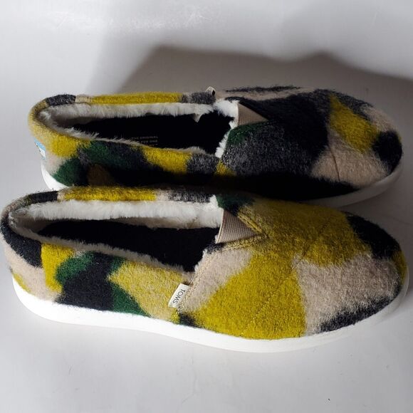 TOMS Felted Alpargata Mallow Sneakers Faux Fur Womens Size 10 Flat Shoes - Picture 4 of 11